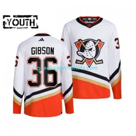 Anaheim Ducks JOHN GIBSON 36 Adidas 2022-2023 Reverse Retro Wit Authentic Shirt - Kinderen